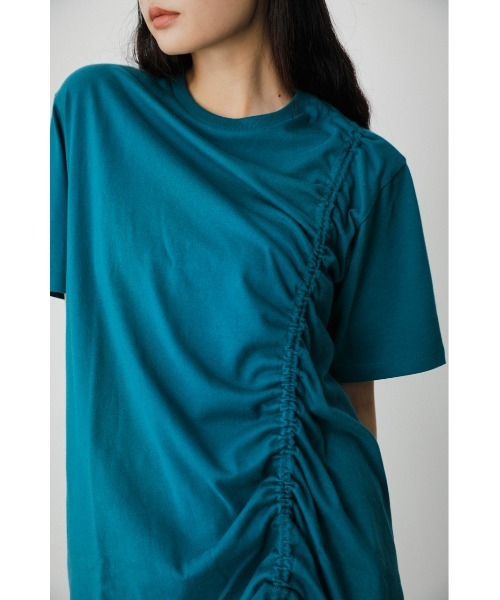 AZUL by moussy（アズールバイマウジー）の「DRAWSTRING HALF SLEEVE TEE/ドローストリングハーフスリーブTシャツ（Tシャツ/カットソー・レディース・ブラック/グリーン/オレンジ/ホワイト/ダークブラウン・FREE）」の5枚目の写真