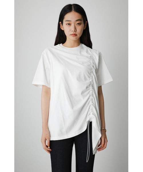 AZUL by moussy（アズールバイマウジー）の「DRAWSTRING HALF SLEEVE TEE/ドローストリングハーフスリーブTシャツ（Tシャツ/カットソー・レディース・ブラック/グリーン/オレンジ/ホワイト/ダークブラウン・FREE）」の10枚目の写真