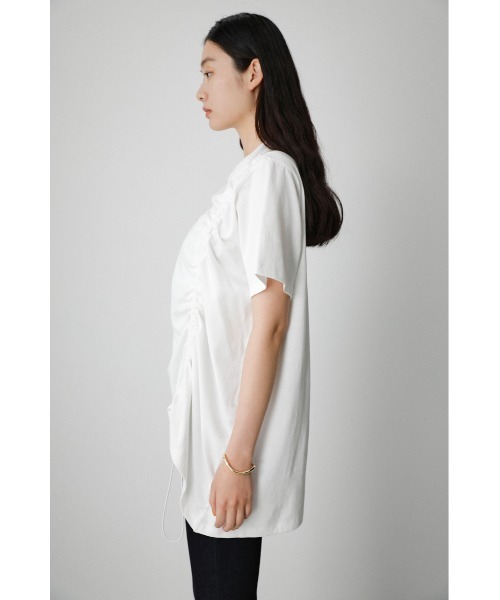 AZUL by moussy（アズールバイマウジー）の「DRAWSTRING HALF SLEEVE TEE/ドローストリングハーフスリーブTシャツ（Tシャツ/カットソー・レディース・ブラック/グリーン/オレンジ/ホワイト/ダークブラウン・FREE）」の11枚目の写真