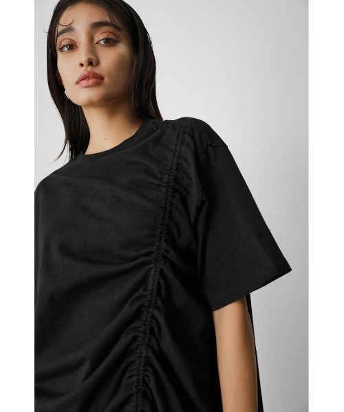 AZUL by moussy（アズールバイマウジー）の「DRAWSTRING HALF SLEEVE TEE/ドローストリングハーフスリーブTシャツ（Tシャツ/カットソー・レディース・ブラック/グリーン/オレンジ/ホワイト/ダークブラウン・FREE）」の16枚目の写真