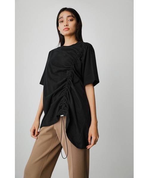 AZUL by moussy（アズールバイマウジー）の「DRAWSTRING HALF SLEEVE TEE/ドローストリングハーフスリーブTシャツ（Tシャツ/カットソー・レディース・ブラック/グリーン/オレンジ/ホワイト/ダークブラウン・FREE）」の17枚目の写真