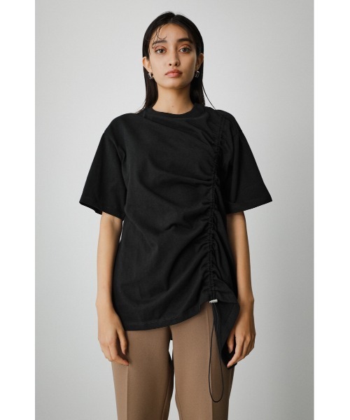 AZUL by moussy（アズールバイマウジー）の「DRAWSTRING HALF SLEEVE TEE/ドローストリングハーフスリーブTシャツ（Tシャツ/カットソー・レディース・ブラック/グリーン/オレンジ/ホワイト/ダークブラウン・FREE）」の19枚目の写真