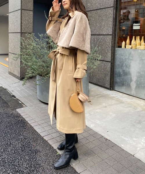 one after another NICE CLAUP（ワンアフターアナザーナイスクラップ）の「ファーケープセットトレンチコート（トレンチコート・レディース・ブラウン/ベージュ・FREE）」の9枚目の写真