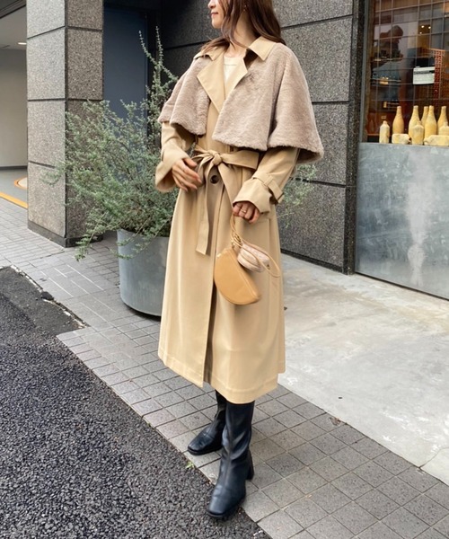 one after another NICE CLAUP（ワンアフターアナザーナイスクラップ）の「ファーケープセットトレンチコート（トレンチコート・レディース・ブラウン/ベージュ・FREE）」の8枚目の写真