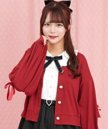 レースアップカットカーディガン