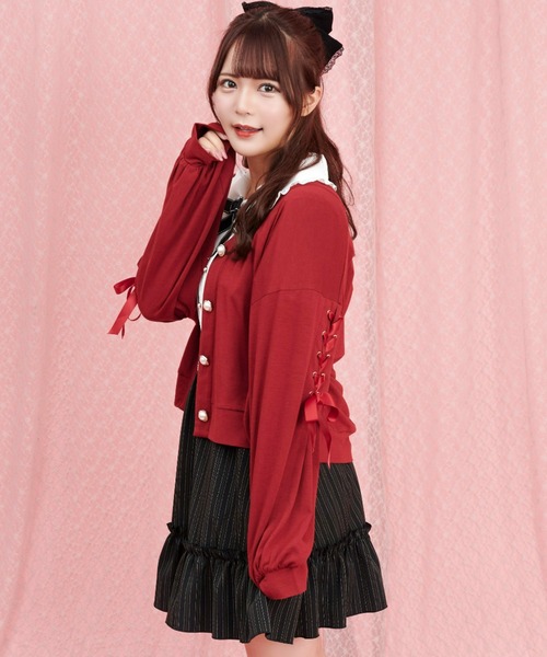 Secret Honey（シークレットハニー）の「レースアップカットカーディガン（Tシャツ/カットソー・レディース・ワインレッド/ブラック・FREE）」の12枚目の写真