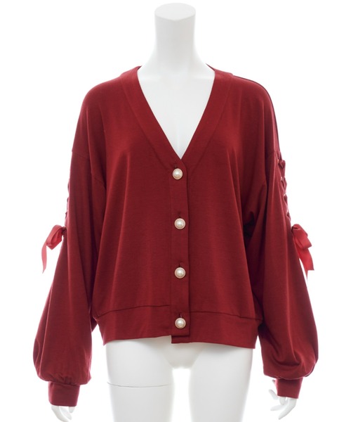 Secret Honey（シークレットハニー）の「レースアップカットカーディガン（Tシャツ/カットソー・レディース・ワインレッド/ブラック・FREE）」の9枚目の写真