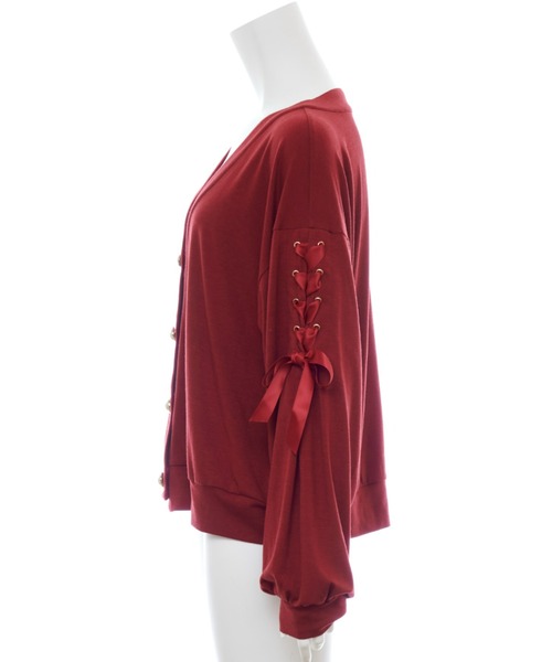 Secret Honey（シークレットハニー）の「レースアップカットカーディガン（Tシャツ/カットソー・レディース・ワインレッド/ブラック・FREE）」の8枚目の写真