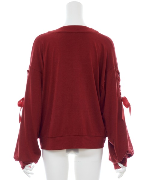 Secret Honey（シークレットハニー）の「レースアップカットカーディガン（Tシャツ/カットソー・レディース・ワインレッド/ブラック・FREE）」の7枚目の写真