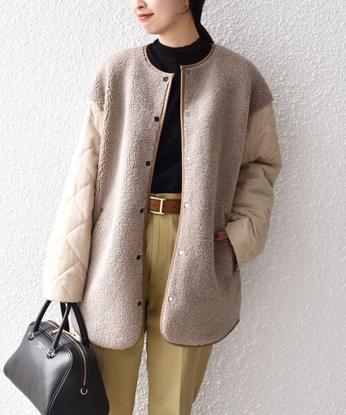 SHIPS（シップス）の「*ボア × キルティング ノーカラー ミディ コート◇（その他アウター・レディース・ベージュ/オフホワイト・ONE SIZE）」の15枚目の写真