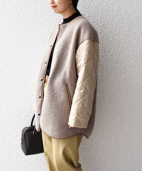 SHIPS（シップス）の「*ボア × キルティング ノーカラー ミディ コート◇（その他アウター・レディース・ベージュ/オフホワイト・ONE SIZE）」の13枚目の写真