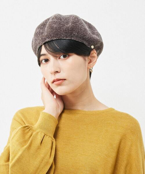 MELROSE claire(メルローズ クレール)の「【暖かみのあるモール糸を使ったベレー帽】(ハンチング/ベレー帽・レディース・グレイッシュベージュ/ブラック/アイボリー・FREE)」の3枚目の写真