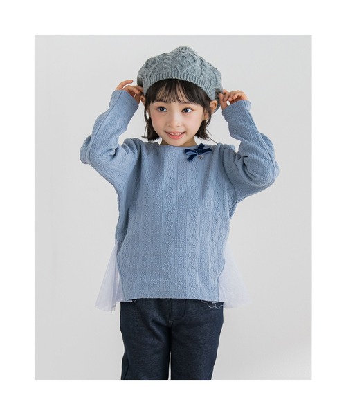 BeBe(ベベ)の「BeBe/ケーブル編みニットベレー(48~56cm)(ハンチング/ベレー帽・キッズ・グレー/ピンク・SMALL/MEDIUM)」の12枚目の写真