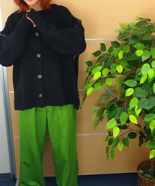 Auntie Rosa(アンティローザ)の「2WAYニットハンドステッチカーディガン(ニット/セーター・レディース・ベージュ/ブラック・FREE)」の12枚目の写真