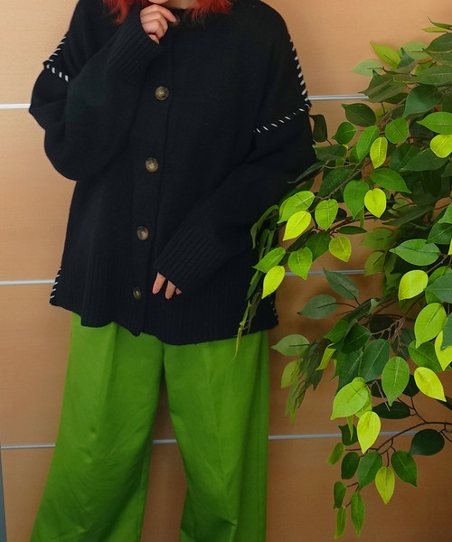 Auntie Rosa(アンティローザ)の「2WAYニットハンドステッチカーディガン(ニット/セーター・レディース・ベージュ/ブラック・FREE)」の20枚目の写真