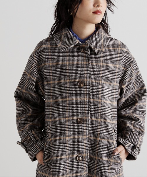 N.(N. Natural Beauty Basic)(エヌエヌナチュラルビューティーベーシック)の「【S Size Line】◆袖ベルトステンカラーロングコート(ステンカラーコート・レディース・杢グレー/チェック/オフホワイト・SMALL/MEDIUM)」の4枚目の写真