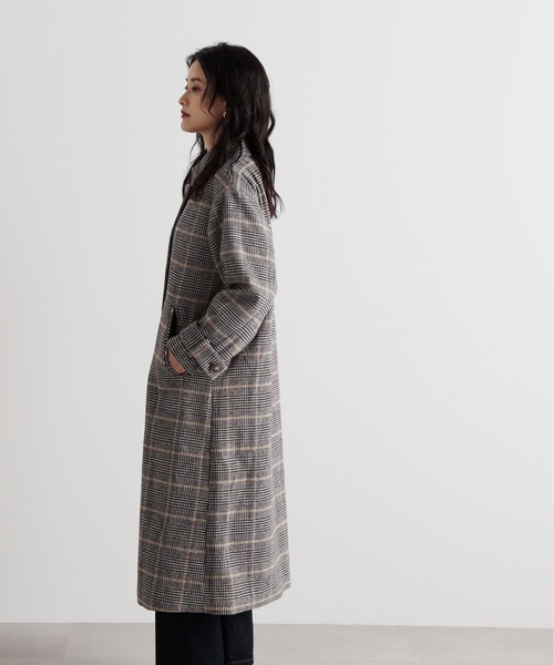 N.(N. Natural Beauty Basic)(エヌエヌナチュラルビューティーベーシック)の「【S Size Line】◆袖ベルトステンカラーロングコート(ステンカラーコート・レディース・杢グレー/チェック/オフホワイト・SMALL/MEDIUM)」の7枚目の写真