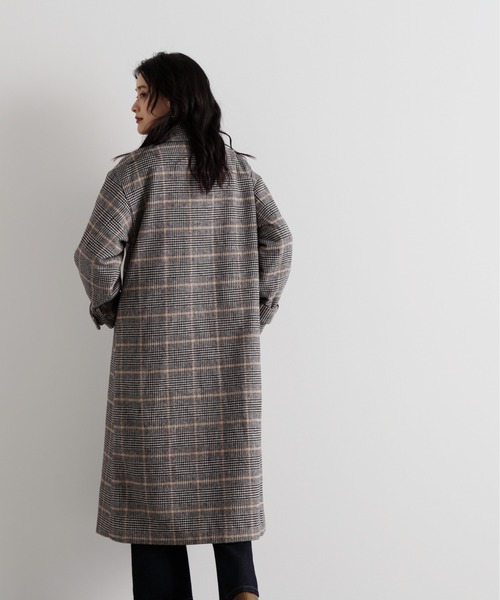 N.(N. Natural Beauty Basic)(エヌエヌナチュラルビューティーベーシック)の「【S Size Line】◆袖ベルトステンカラーロングコート(ステンカラーコート・レディース・杢グレー/チェック/オフホワイト・SMALL/MEDIUM)」の6枚目の写真