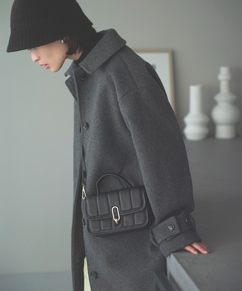 N.(N. Natural Beauty Basic)(エヌエヌナチュラルビューティーベーシック)の「【S Size Line】◆袖ベルトステンカラーロングコート(ステンカラーコート・レディース・杢グレー/チェック/オフホワイト・SMALL/MEDIUM)」の17枚目の写真