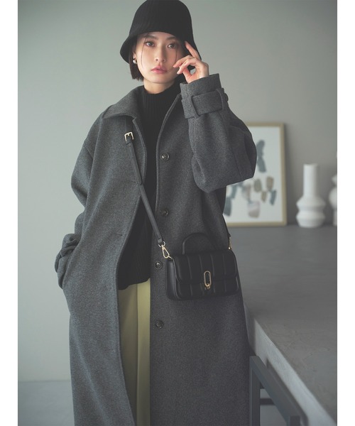 N.(N. Natural Beauty Basic)(エヌエヌナチュラルビューティーベーシック)の「【S Size Line】◆袖ベルトステンカラーロングコート(ステンカラーコート・レディース・杢グレー/チェック/オフホワイト・SMALL/MEDIUM)」の16枚目の写真