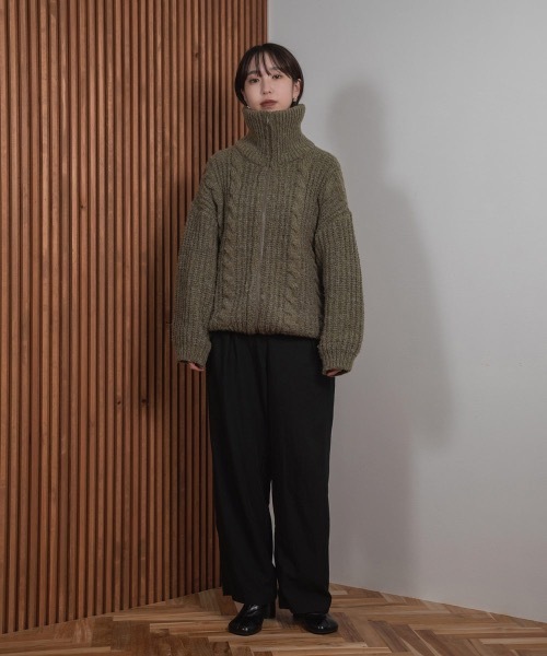 lawgy ニット　トップス lawgy ニット セーター accent cuffs dolman sleeve knit