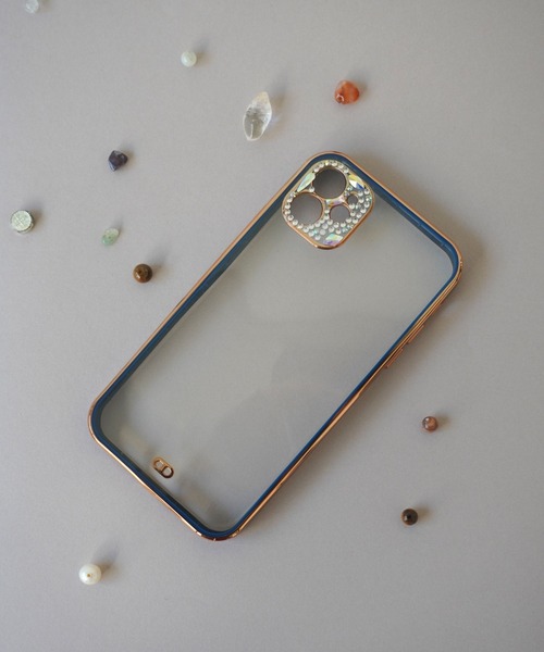 セール】【 iPhone14 / 14pro 対応 】 ラインストーン メタリック