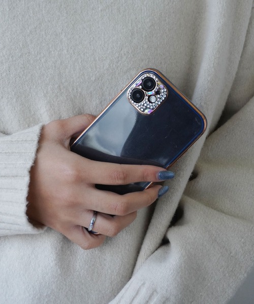 セール】【 iPhone14 / 14pro 対応 】 ラインストーン メタリック