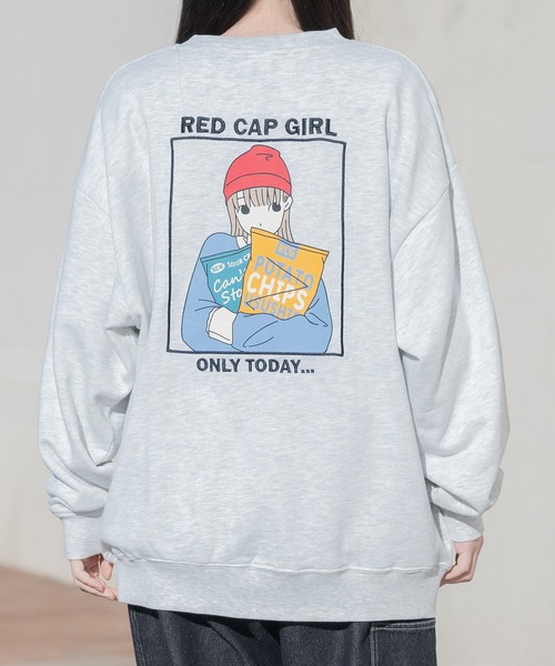 Red Cap Girl（レッドキャプガール）の「【a-r】〔25SS新柄追加〕〔Red Cap Girl/レッドキャップガール〕 RCGフロント/バック イラストプリント ルーズシルエット クルーネックスウェット（スウェット・メンズ・ブルー/ブラック/ホワイト/アッシュグレー/グレー系その他/カーキ/ブルー系その他/ダークグレー/アイボリー/ネイビー/グレー系その他2/グレー系その他3/ホワイト系その他/オートミール/オレンジ/ネイビー系1/ダークグリーン/ライトグレー系1/ブラック系1/グレー系/ネイビー系2/ブルー系その他2/ホワイト系その他2/ブラック系その他・MEDIUM/LARGE/X-LARGE）」の15枚目の写真