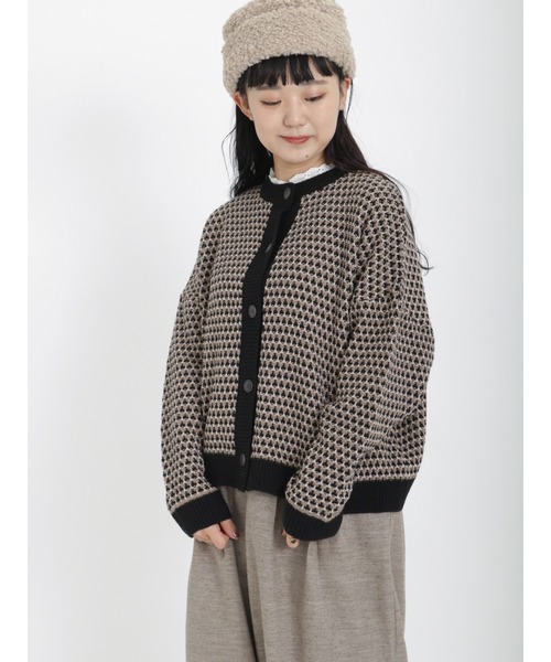 Samansa Mos2(サマンサ モスモス)の「ジャカード柄編みカーディガン(カーディガン/ボレロ・レディース・ブルー/グリーン/チャコール・フリ-)」の2枚目の写真