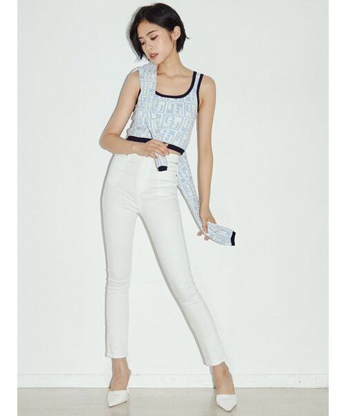 GYDA（ジェイダ）の「GG TILE PATTERN ニットタンクトップ（ニット/セーター・レディース・ブラック/ライトブルー・FREE）」の10枚目の写真