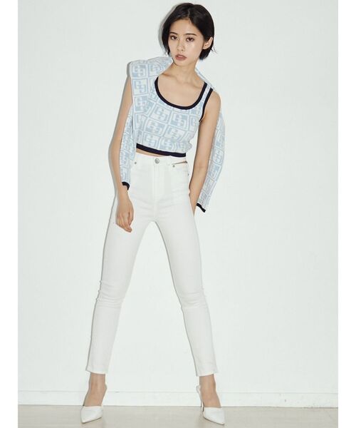 GYDA（ジェイダ）の「GG TILE PATTERN ニットタンクトップ（ニット/セーター・レディース・ブラック/ライトブルー・FREE）」の16枚目の写真