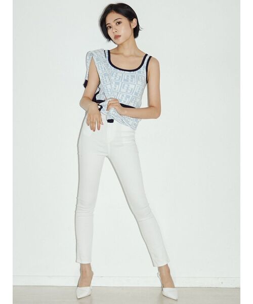 GYDA（ジェイダ）の「GG TILE PATTERN ニットタンクトップ（ニット/セーター・レディース・ブラック/ライトブルー・FREE）」の17枚目の写真