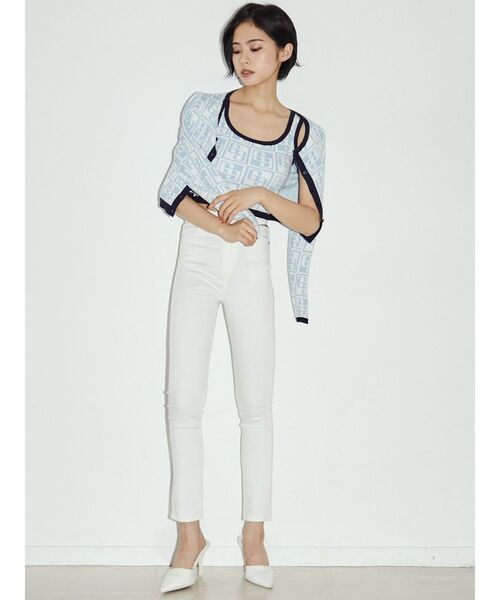 GYDA（ジェイダ）の「GG TILE PATTERN ニットタンクトップ（ニット/セーター・レディース・ブラック/ライトブルー・FREE）」の21枚目の写真