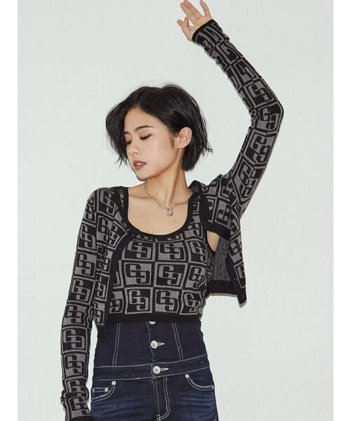 GYDA（ジェイダ）の「GG TILE PATTERN ニットタンクトップ（ニット/セーター・レディース・ブラック/ライトブルー・FREE）」の22枚目の写真