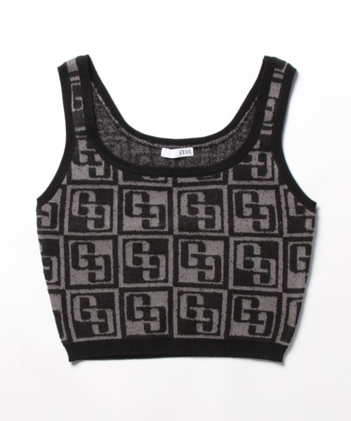 GYDA（ジェイダ）の「GG TILE PATTERN ニットタンクトップ（ニット/セーター・レディース・ブラック/ライトブルー・FREE）」の2枚目の写真