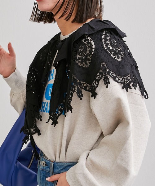 CIAOPANIC TYPY(チャオパニックティピー)の「【india】アシメ2WAYボリューム付け衿(付け襟・レディース・ブラック/ホワイト・ONE SIZE)」の12枚目の写真