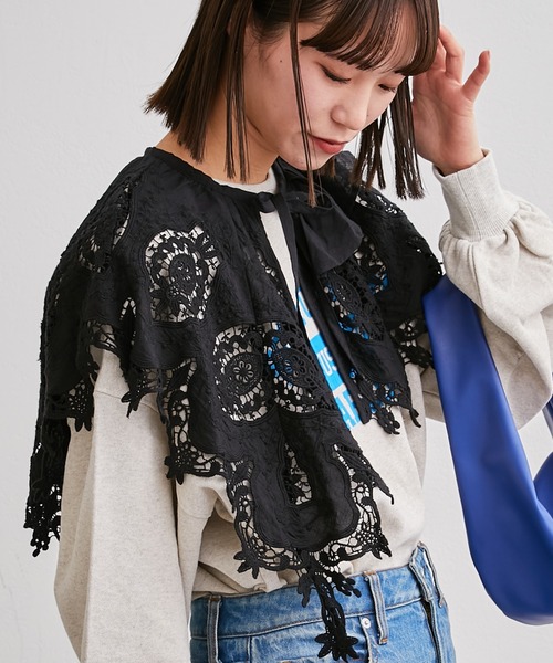 CIAOPANIC TYPY(チャオパニックティピー)の「【india】アシメ2WAYボリューム付け衿(付け襟・レディース・ブラック/ホワイト・ONE SIZE)」の15枚目の写真