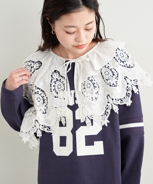 CIAOPANIC TYPY(チャオパニックティピー)の「【india】アシメ2WAYボリューム付け衿(付け襟・レディース・ブラック/ホワイト・ONE SIZE)」の3枚目の写真