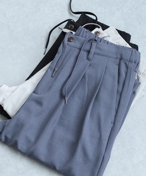 SENSE OF PLACE by URBAN RESEARCH(センスオブプレイスバイアーバンリサーチ)の「『セットアップ対応』『イージーケア』ダブルタックテーパードスラックス(スラックス・メンズ・ライトベージュ/チャコールグレー/ピンク/ブルー/オリーブ/ブラック・LARGE/MEDIUM/SMALL)」の6枚目の写真