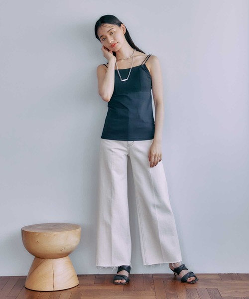 PUBLIC TOKYO（パブリックトウキョウ）の「【三重県産】バッククロスパワーメッシュレイヤードキャミ/カップ付きインナー（キャミソール・レディース・ブラウン/アイボリー/ブラック・FREE）」の7枚目の写真