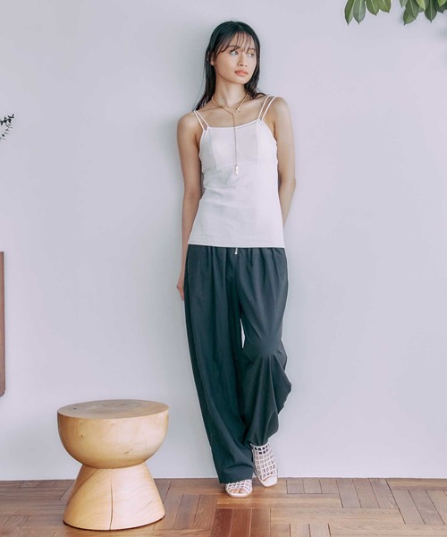 PUBLIC TOKYO（パブリックトウキョウ）の「【三重県産】バッククロスパワーメッシュレイヤードキャミ/カップ付きインナー（キャミソール・レディース・ブラウン/アイボリー/ブラック・FREE）」の13枚目の写真