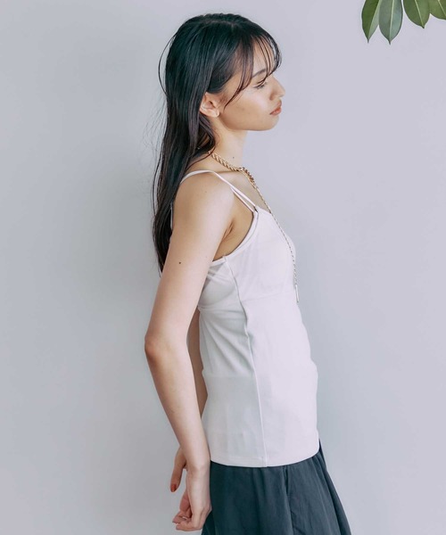 PUBLIC TOKYO（パブリックトウキョウ）の「【三重県産】バッククロスパワーメッシュレイヤードキャミ/カップ付きインナー（キャミソール・レディース・ブラウン/アイボリー/ブラック・FREE）」の15枚目の写真