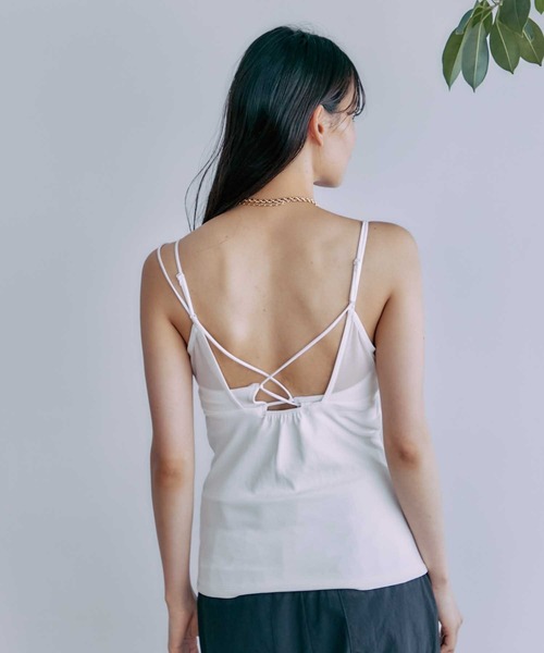 PUBLIC TOKYO（パブリックトウキョウ）の「【三重県産】バッククロスパワーメッシュレイヤードキャミ/カップ付きインナー（キャミソール・レディース・ブラウン/アイボリー/ブラック・FREE）」の16枚目の写真