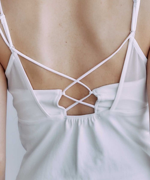 PUBLIC TOKYO（パブリックトウキョウ）の「【三重県産】バッククロスパワーメッシュレイヤードキャミ/カップ付きインナー（キャミソール・レディース・ブラウン/アイボリー/ブラック・FREE）」の17枚目の写真