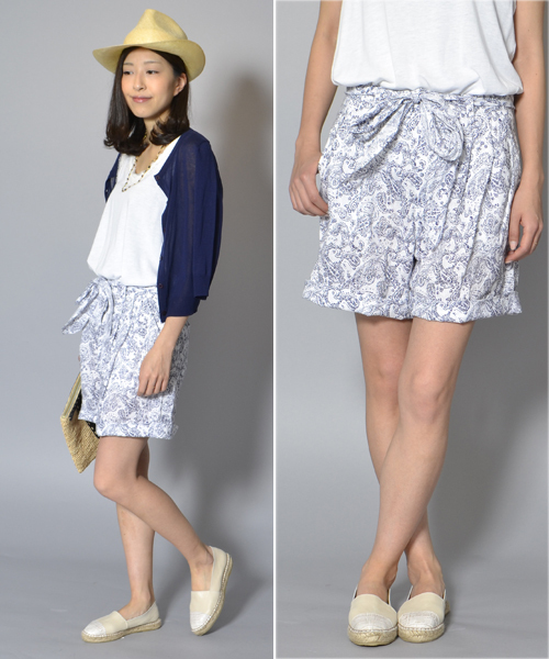 AMERICAN RAG CIE(アメリカンラグシー)の「ペイズリープリントショートパンツ/211-AMR-dms-L151-PT093(その他パンツ・レディース・ホワイト系その他/ブルー系その他・0/1)」の1枚目の写真