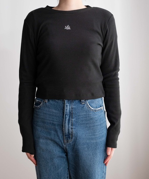 WEGO(ウィゴー)の「WEGO/ワンポイント刺繍リブトップス(Tシャツ/カットソー・レディース・ホワイト/ブラック・FREE)」の15枚目の写真