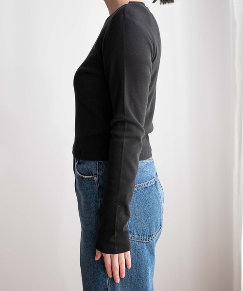 WEGO(ウィゴー)の「WEGO/ワンポイント刺繍リブトップス(Tシャツ/カットソー・レディース・ホワイト/ブラック・FREE)」の16枚目の写真