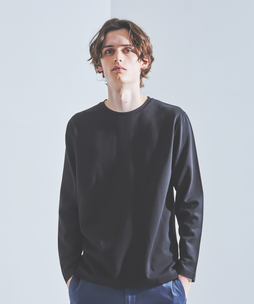 ABAHOUSE GRAY（アバハウスグレイ）の「【クルーネック】ポンチ 長袖 Tシャツ（Tシャツ/カットソー・メンズ・ホワイト/ライトグレー/ブラック/ネイビー/セージグリーン/グレイッシュブルー/スモークピンク/グレイッシュベージュ・46/48）」の3枚目の写真
