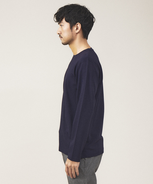 ABAHOUSE GRAY（アバハウスグレイ）の「【クルーネック】ポンチ 長袖 Tシャツ（Tシャツ/カットソー・メンズ・ホワイト/ライトグレー/ブラック/ネイビー/セージグリーン/グレイッシュブルー/スモークピンク/グレイッシュベージュ・46/48）」の9枚目の写真