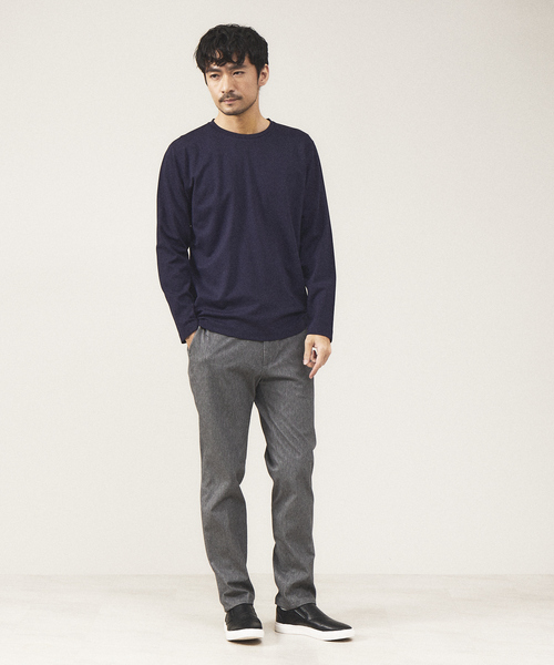 ABAHOUSE GRAY（アバハウスグレイ）の「【クルーネック】ポンチ 長袖 Tシャツ（Tシャツ/カットソー・メンズ・ホワイト/ライトグレー/ブラック/ネイビー/セージグリーン/グレイッシュブルー/スモークピンク/グレイッシュベージュ・46/48）」の15枚目の写真